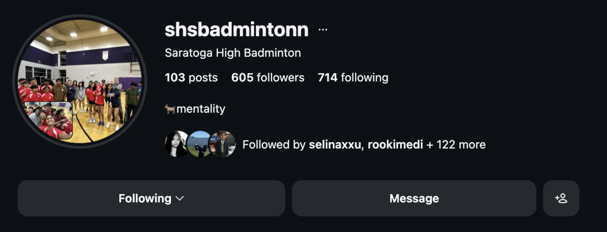 The profile layout of the badminton team’s Instagram account.