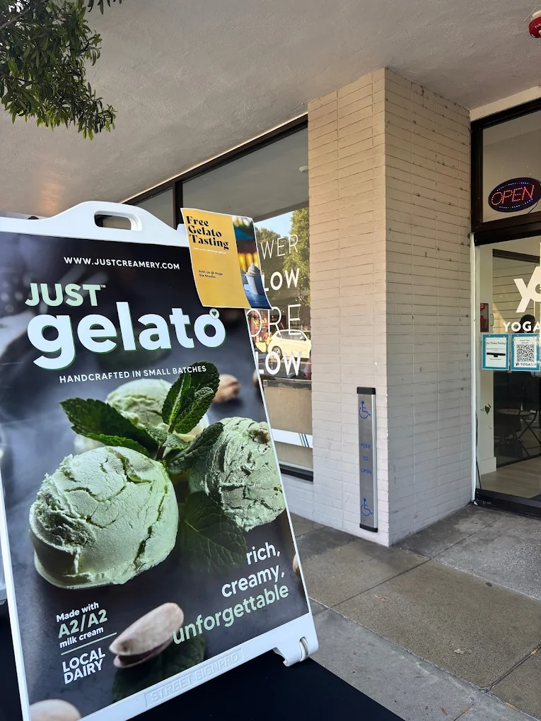 This is the storefront of JUST Creamery in downtown Saratoga.