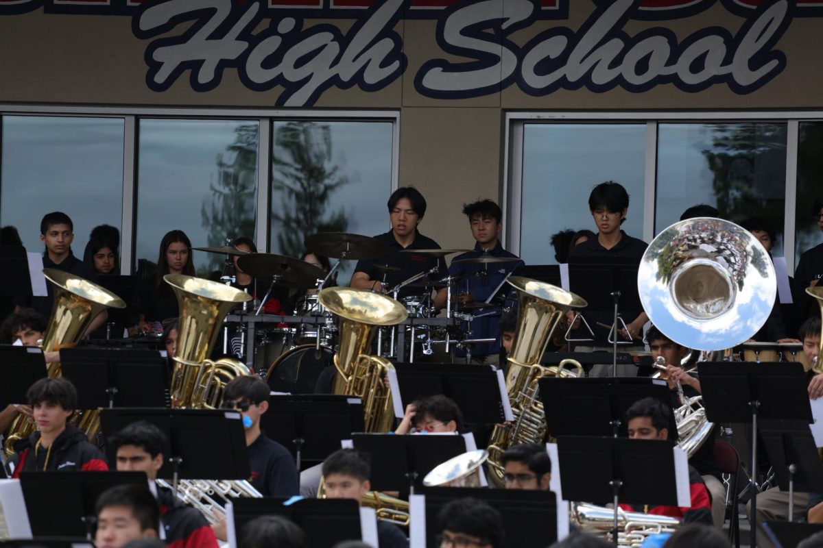 Senior Raymond Zhang had a solo on the drum set.